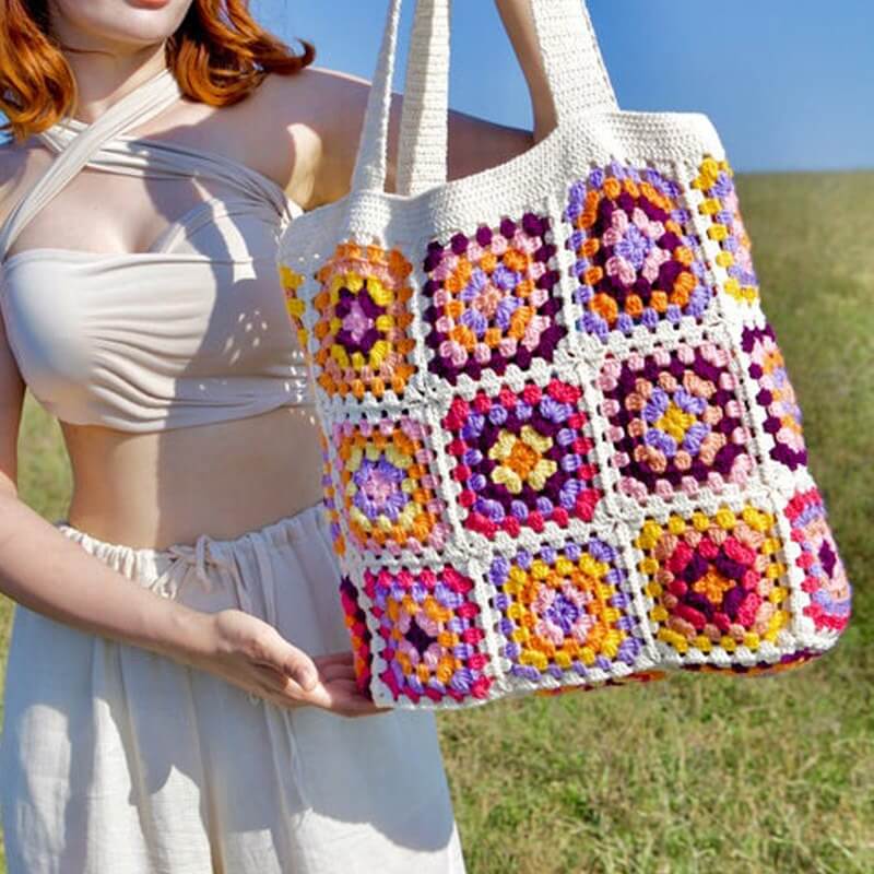 Half Moon Tote Bag - Handmade Hippie Bag With Colourful Vintage Fabrics