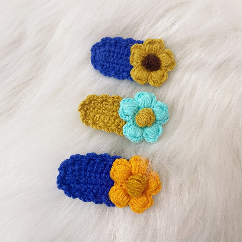 Handmade Crochet Daisy Snap Hair Clips Pair of 2 Hair Accessories for Kids  and Adults Gift for Vintage Lovers Handmade Crochet Clips 
